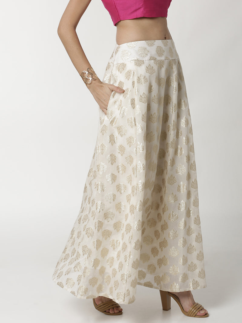 De Moza Ladies Offwhite Jacquard Skirt - De Moza (4309404057663)