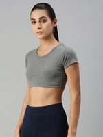 De Moza Ladies Active Crop Top Anthra Melange