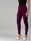 De Moza Women's Ankle Length Leggings Solid Viscose Dark Purple - De Moza