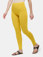 De Moza Ladies Ankle Length Leggings Solid Cotton Light Mustard