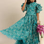 Pipin Girls Printed Lehanga Set Dark Aqua
