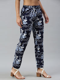 De Moza Ladies Printed Lounge Pant Rayon Blue - De Moza