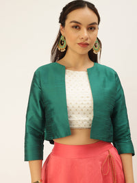 De Moza Womens Ethnic Jacket Bottle Green