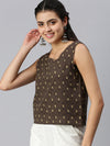 De Moza Women's Printed Crop Top Dark Grey