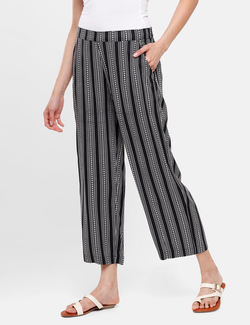 De Moza Women’s Printed Palazzo Black