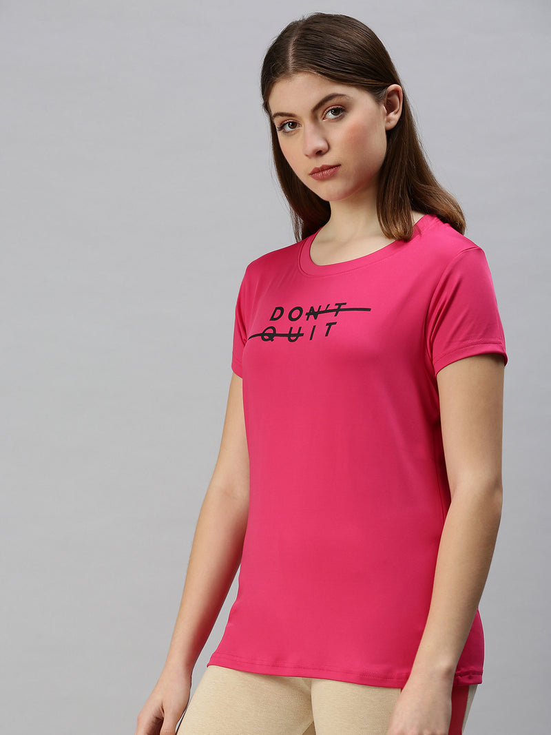 Ladies Half Sleeve Active-T-Shirt Neon Pink