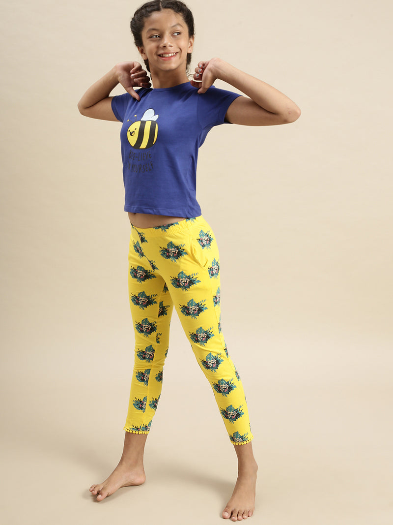 Kids – Girls Printed Pyjama Set Bluing