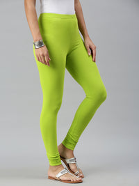 De Moza Ladies Churidar Leggings Solid Cotton Lime - De Moza