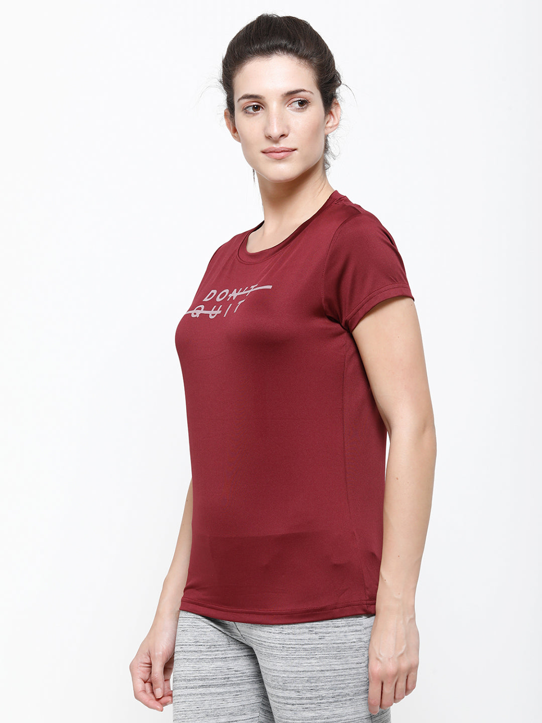 Ladies Half Sleeve Active-T-Shirt Wine