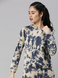 De Moza Ladies Printed Sweatshirt Navy Blue