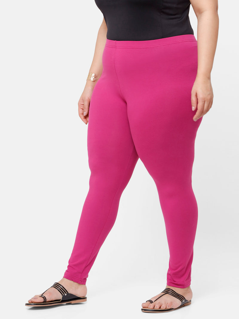 De Moza Ladies Plus Ankle Length Leggings Solid Cotton Onion - De Moza