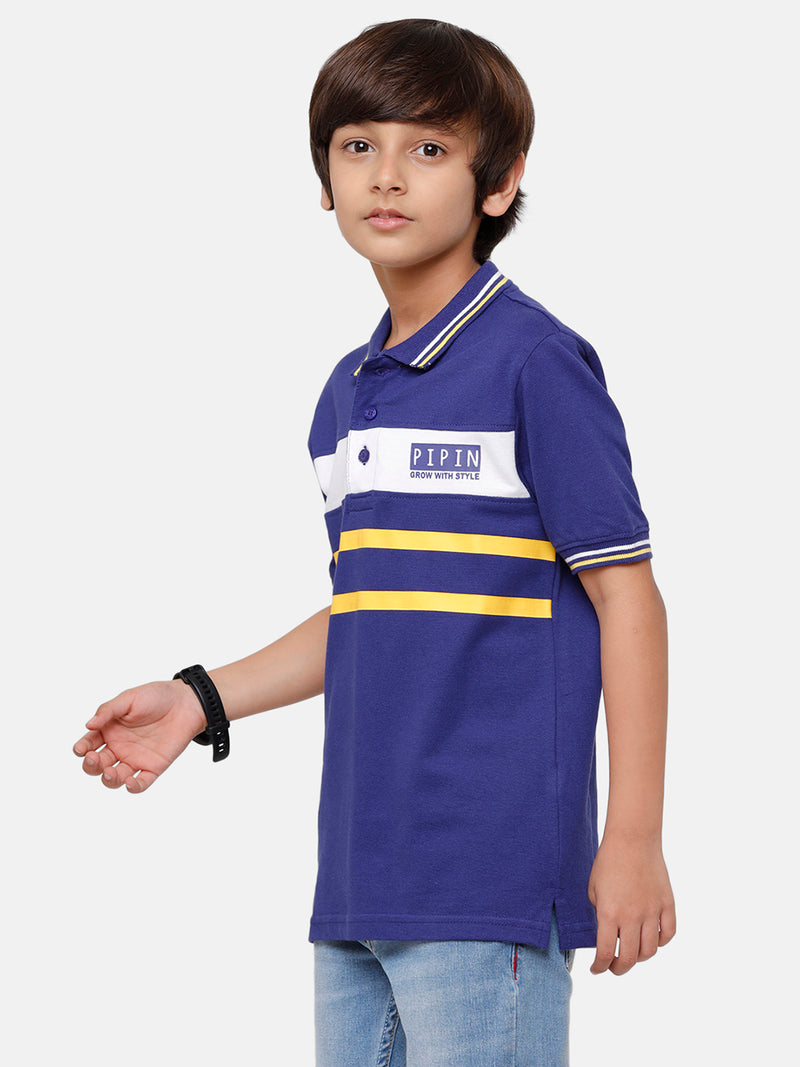 Kids - Boys Printed Half Sleeve T-Shirt Navy Blue