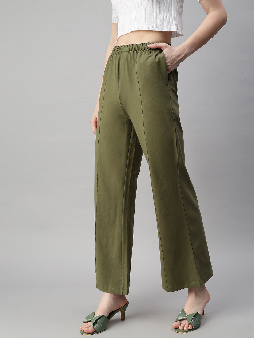 De Moza Women’s Flared Pant Olive Green