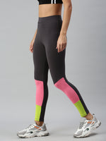 De Moza Ladies Active Wear Leggings Solid Cotton Dark Grey - De Moza