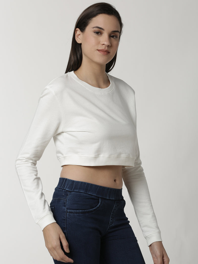 De Moza Ladies Offwhite full sleeve Sweat Shirt - De Moza (4334282735679)