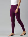 De Moza Ladies Churidar Leggings Solid Cotton Dark Purple - De Moza