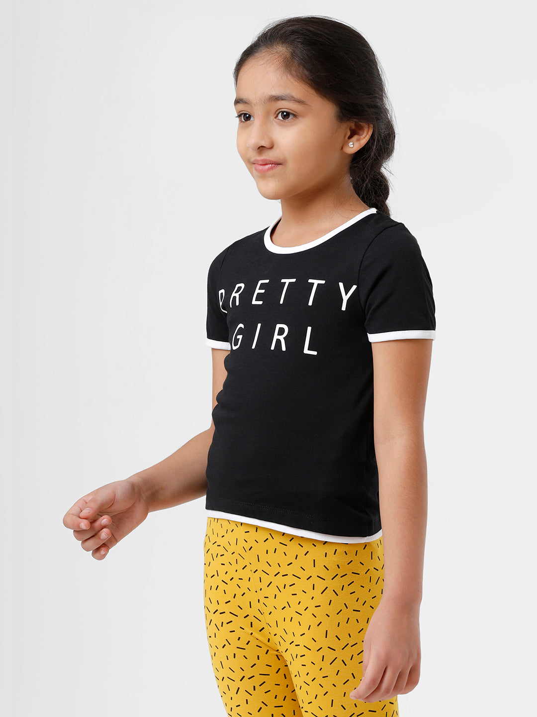 Kids - Girls Printed Top Black