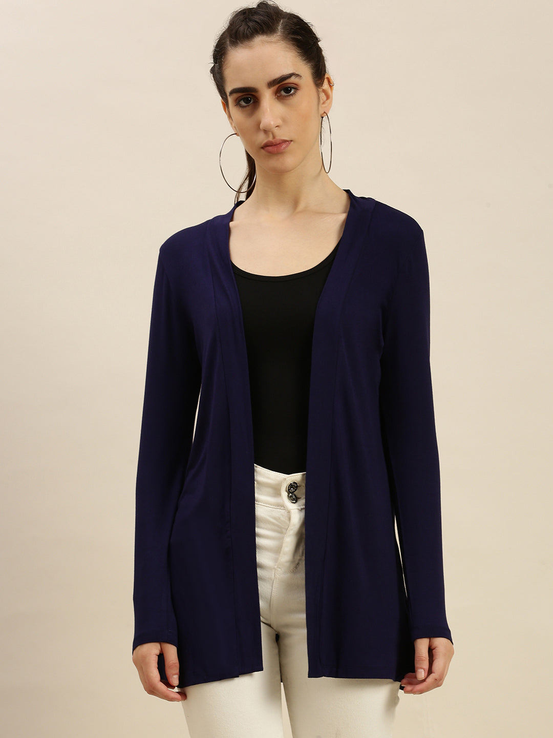 De Moza Ladies Long Length Shrug Navy Blue