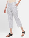 De Moza Ladies Printed Straight Pant Offwhite