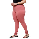 De Moza Women Plus Size Churidar Leggings Solid Cotton Peach