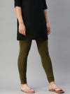 De Moza Women's Premium Churidhar Leggings Solid Cotton Olive Green - De Moza (6679540990015)