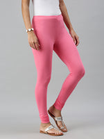 De Moza Ladies Churidar Leggings Solid Cotton Rani Pink - De Moza
