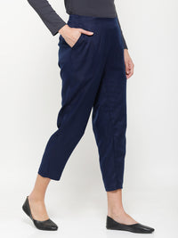 De Moza Ladies Straight Pant Navy Blue