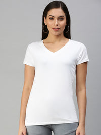 De Moza Women's Half Sleeve Top White