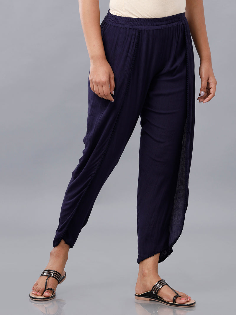 De Moza Women's Cowl Pant Navy Blue