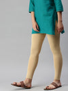 De Moza Women's Premium Ankle Length Leggings Solid Cotton Beige - De Moza (6679538827327)
