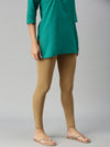 De Moza Ladies Ankle Length Leggings Solid Cotton Golden Beige - De Moza