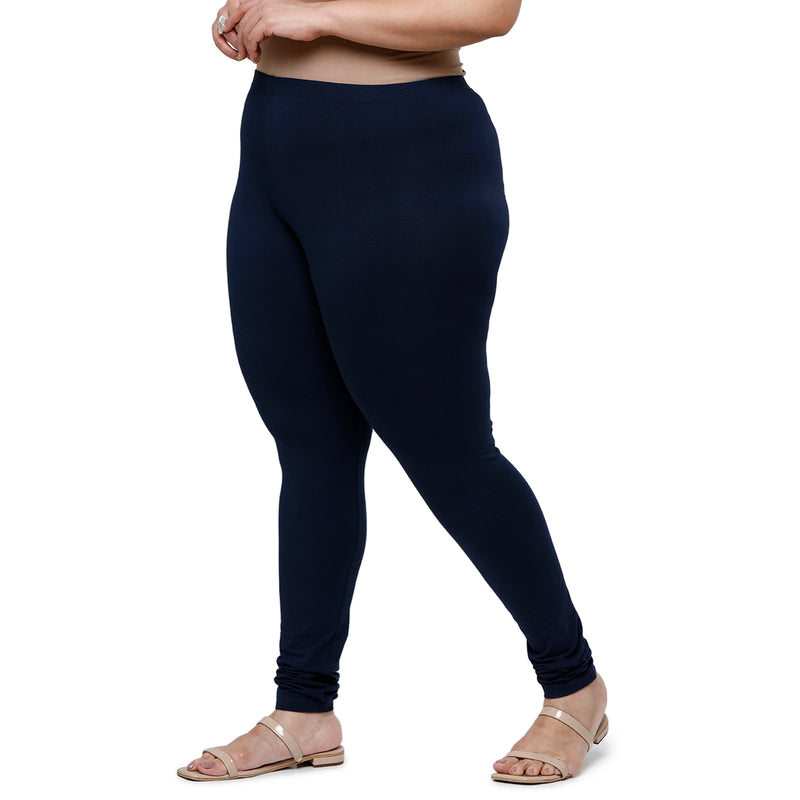 De Moza Women Plus Size Churidar Leggings Dark Navy Blue