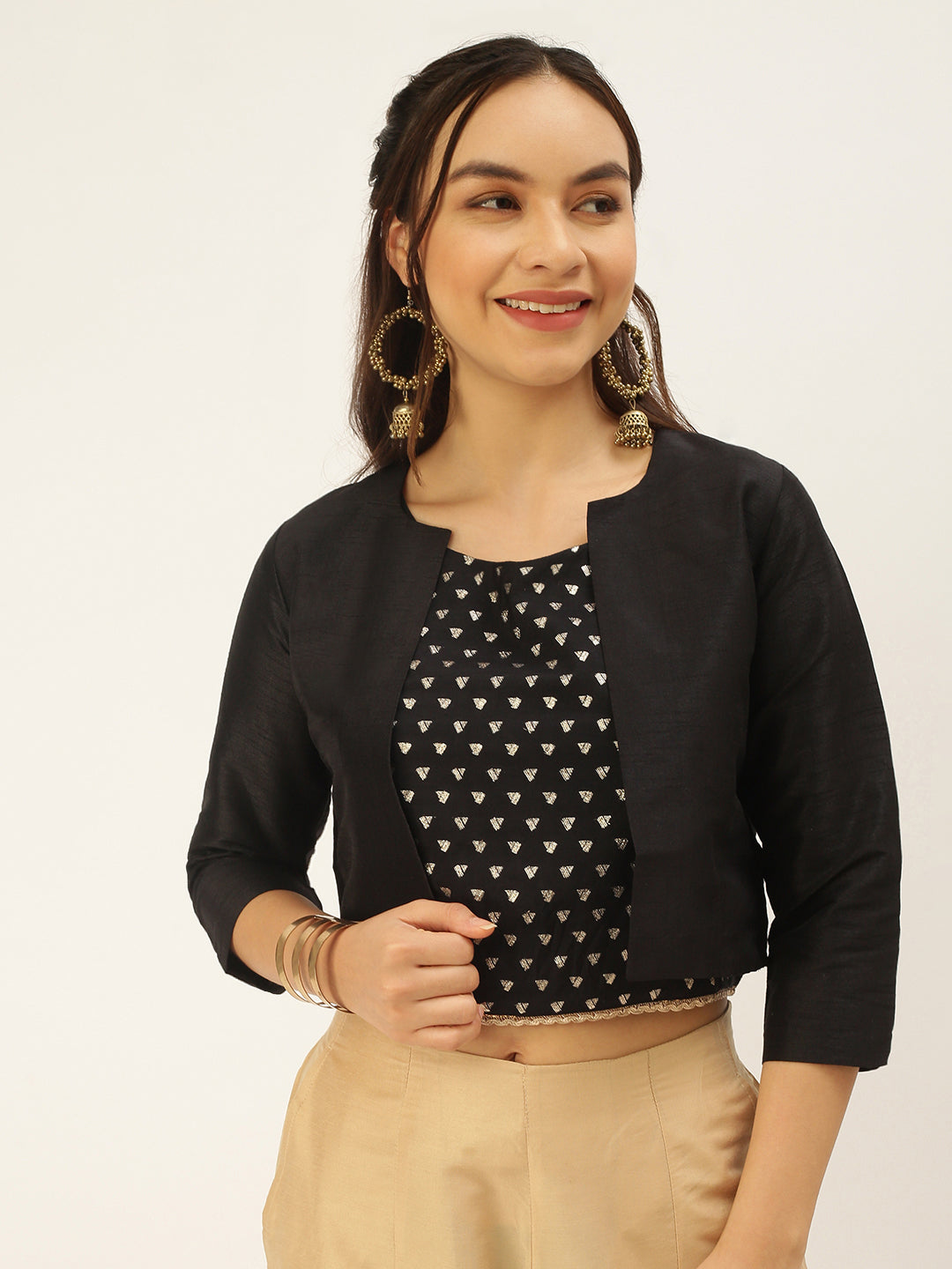 De Moza Womens Ethnic Jacket Black