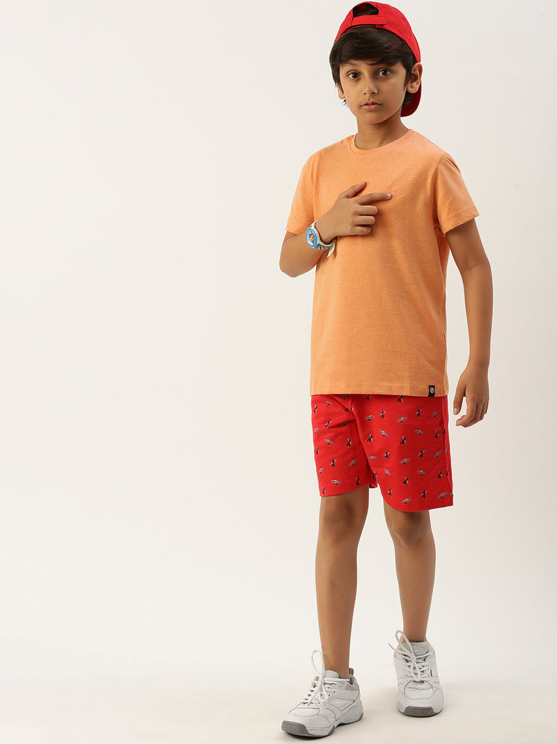 PIPIN Boys Printed T-shirt Orange Melange