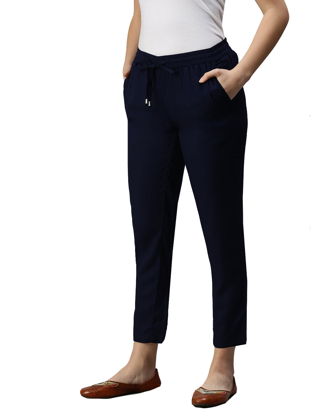 De Moza Women's Straight Pant Dark Navy Blue