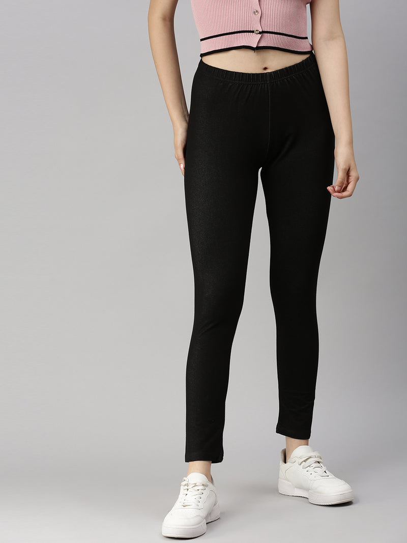 De Moza Women's Denim Jeggings Black