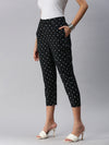 De Moza Ladies Printed Straight Pant Black