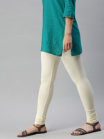 De Moza Women's Premium Churidhar Leggings Solid Cotton Ecru - De Moza (6679540695103)