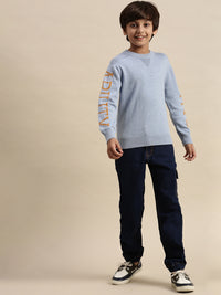 Kids - Boys Winter Sweatshirt Bright Blue Melange - De Moza
