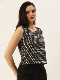 De Moza Women Printed Top Cotton Black - De Moza