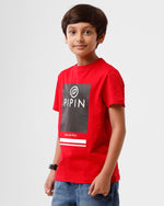 Kids - Boys Printed Half Sleeve T-Shirt Raising Red