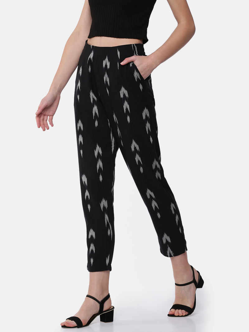 De Moza Ladies Straight Pant  Solid Cotton BLACK - De Moza