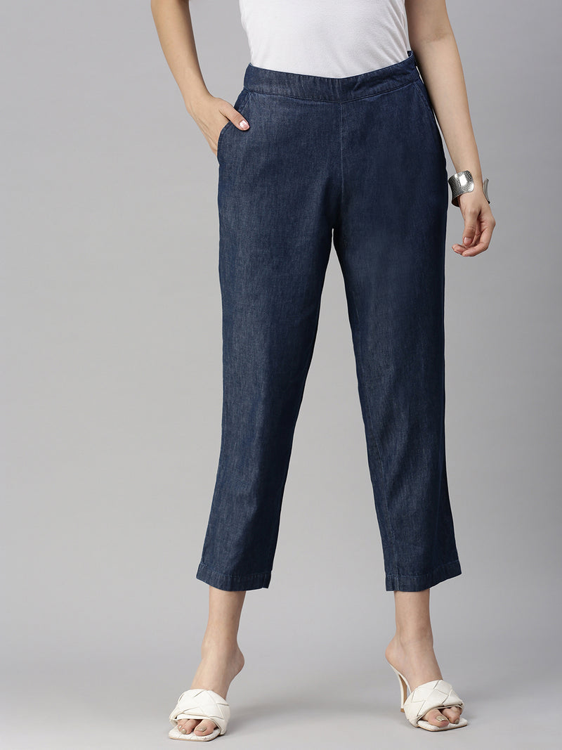 De Moza Ladies Straight Pant Dark Blue