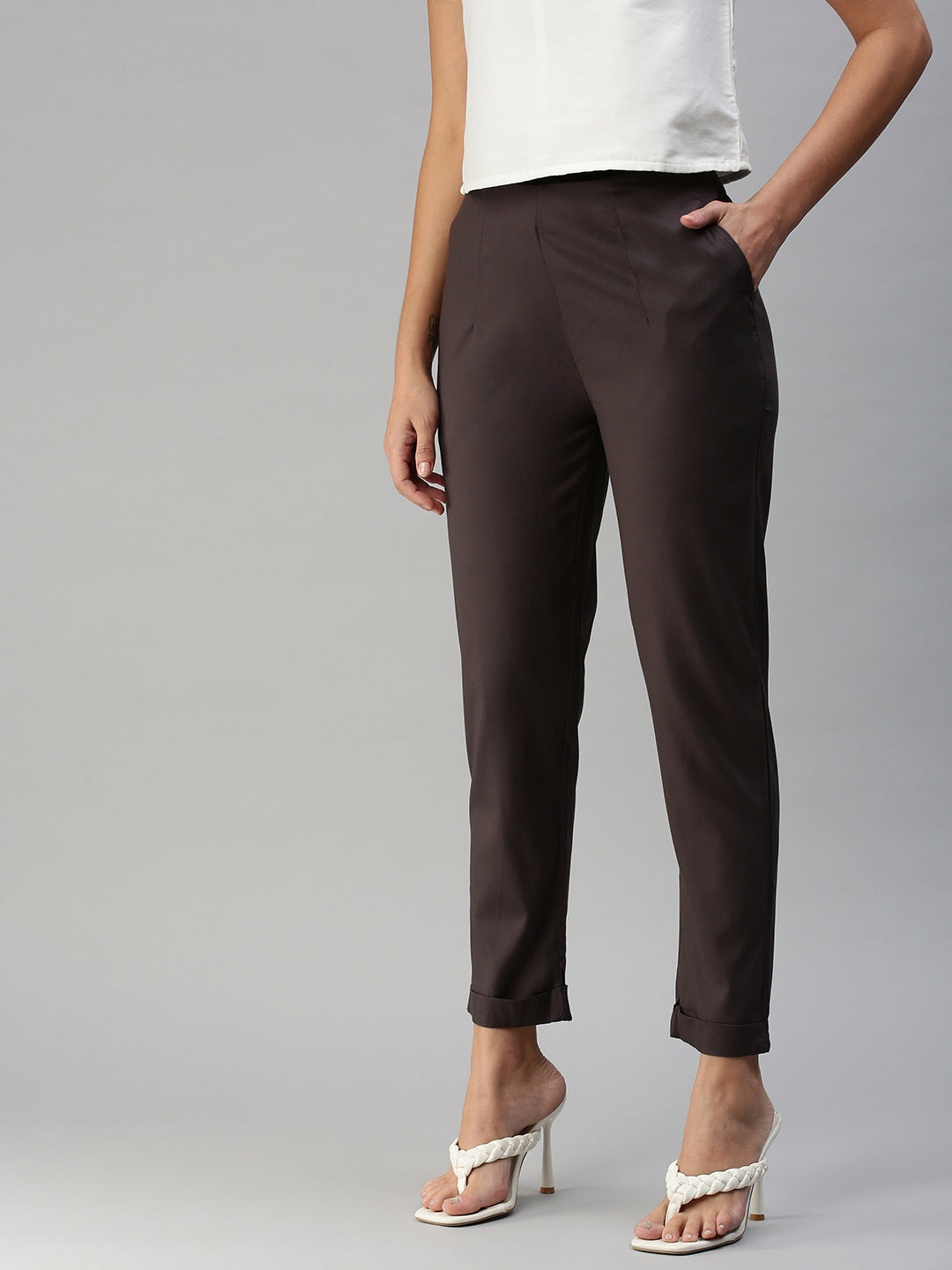 De Moza Women's Cigarette Pant Dark Grey