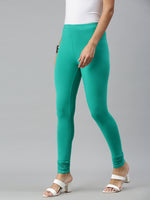 De Moza Ladies Churidar Leggings Solid Cotton Emerald Green - De Moza