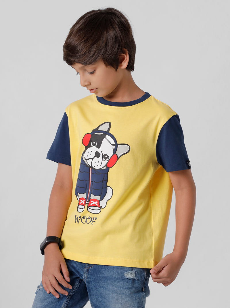 PIPIN Boys Printed T-shirt Yellow