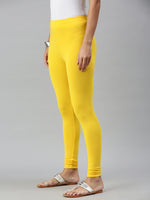 De Moza Ladies Ankle Length Leggings Solid Viscose Golden Yellow - De Moza