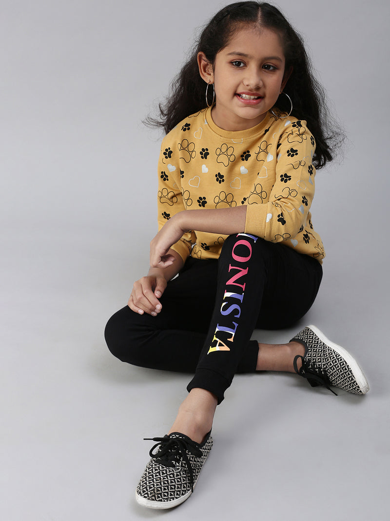 PIPIN Girls Printed Jogger Black