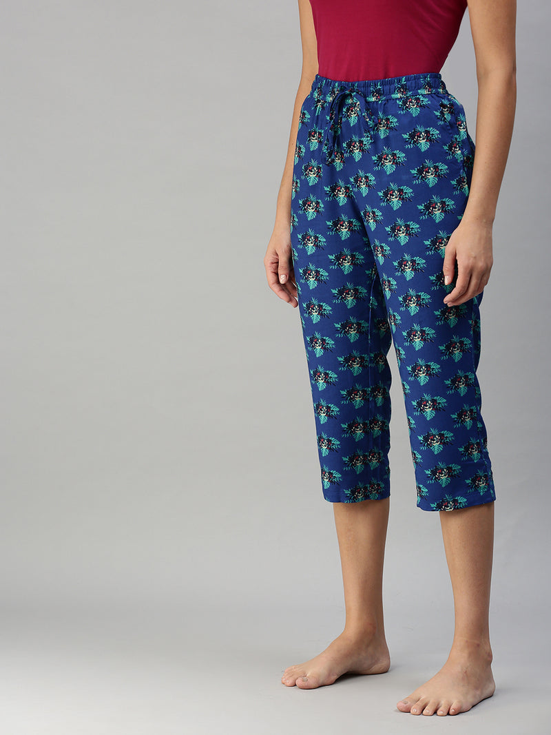 De Moza Ladies Printed Pyjama Pant Bluing