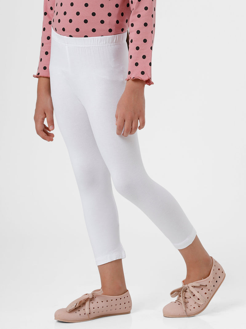 Kids - Girls 3/4TH Leggings White